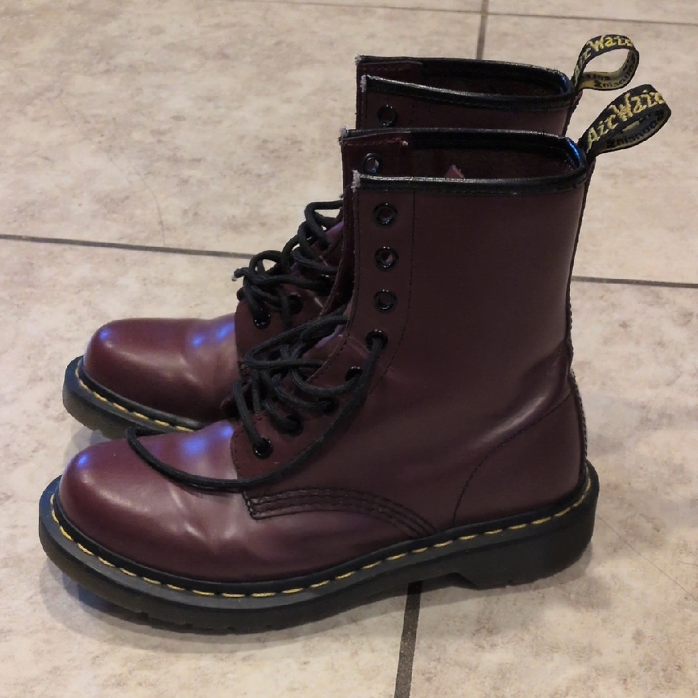 Dr. Martens Burgundy Vegan Leather Boots
